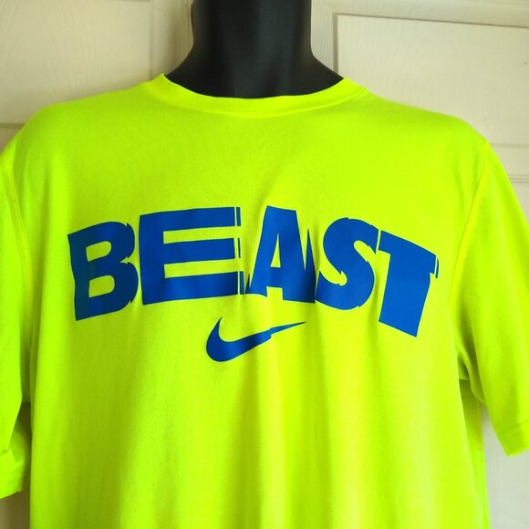 Nike dri-fit men's neon yellow & blue Beast Shirt - Picture 3 of 5
